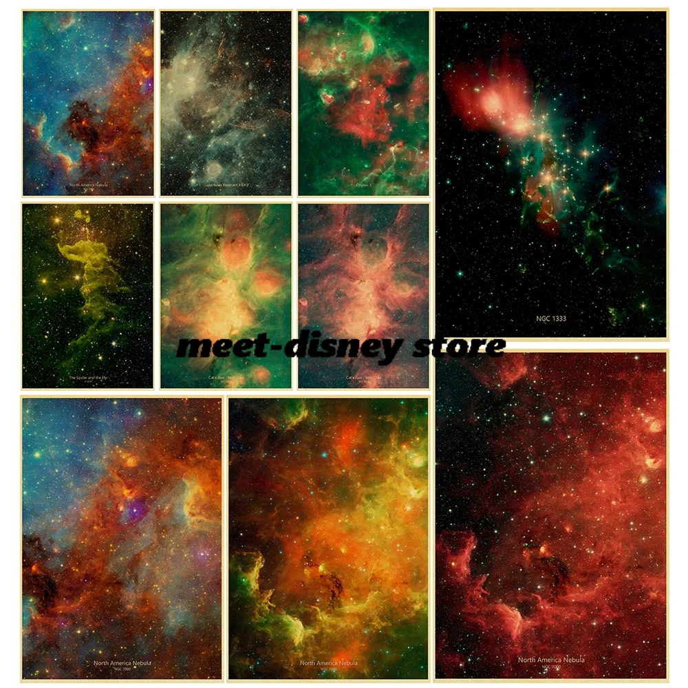 Pósteres impresos en papel Kraft con imágenes del espacio profundo de Spitzer, decoración Vintage para sala de estar, pintura creativa para habitación, skateboard