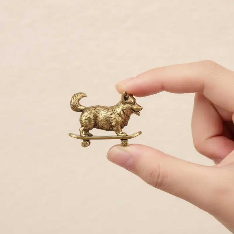 Skateboard-Hundefigur aus Messing, Vintage-Miniatur-Skulptur, Sammlerstück, Dekoration für Auto und Zuhause, Geschenk für Skate-Liebhaber – Detail 16