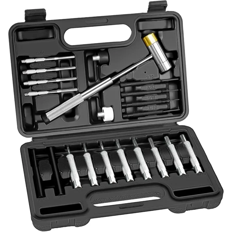 BESTNULE Punch Set Punch Tools Roll Pin Punch Set Made of Solid Material Including Steel Punch and Hammer Ideal for Machinery M