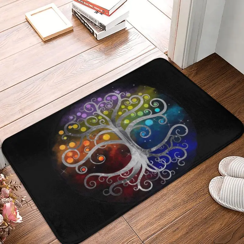 Tree Of Life Silver Swirl Doormat Anti-Slip Bathroom Kitchen Mat Toilet Door Floor Entrance Carpet Rug