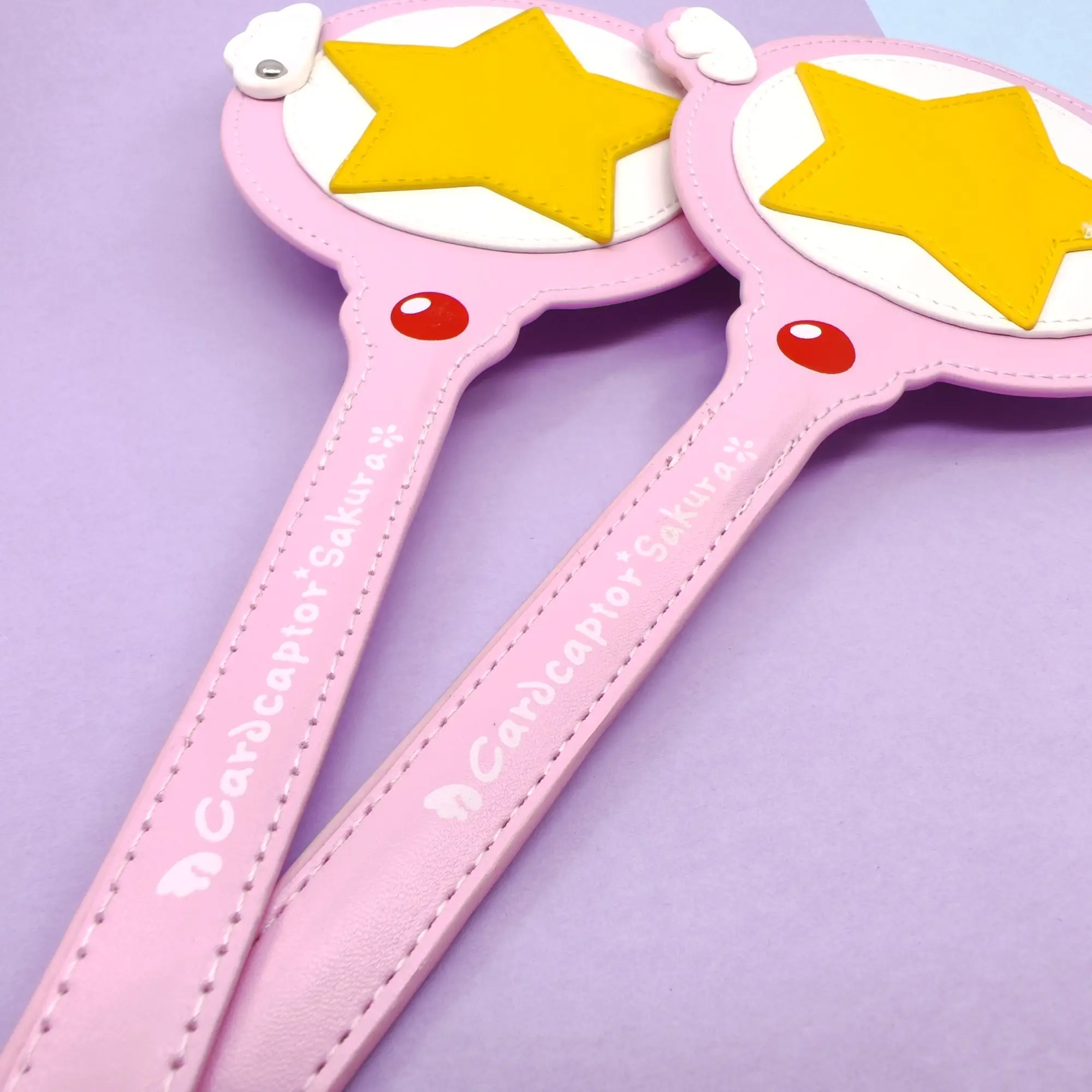 Kawaii Cardcaptor Sakura Cerberus księżniczka magiczna różdżka zabawka etui na karty etui na bilet miesięczny różowy Super gwiazda z Hairband prezent Anime zabawka