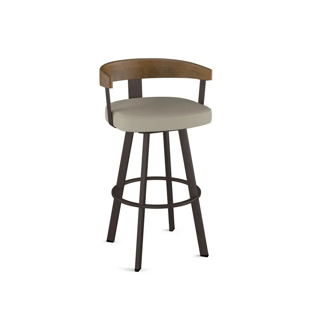

Lars 26 Swivel Counter Height Barstool, Upholstered Stool with Solid Wood Back and Arms for Kitchen Island or Bar, Drees Stool,