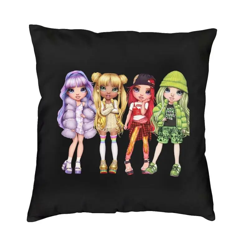 Rainbow High Glitter Dolls Cushion Cover Soft Modern Pillow Cases Decoration Salon