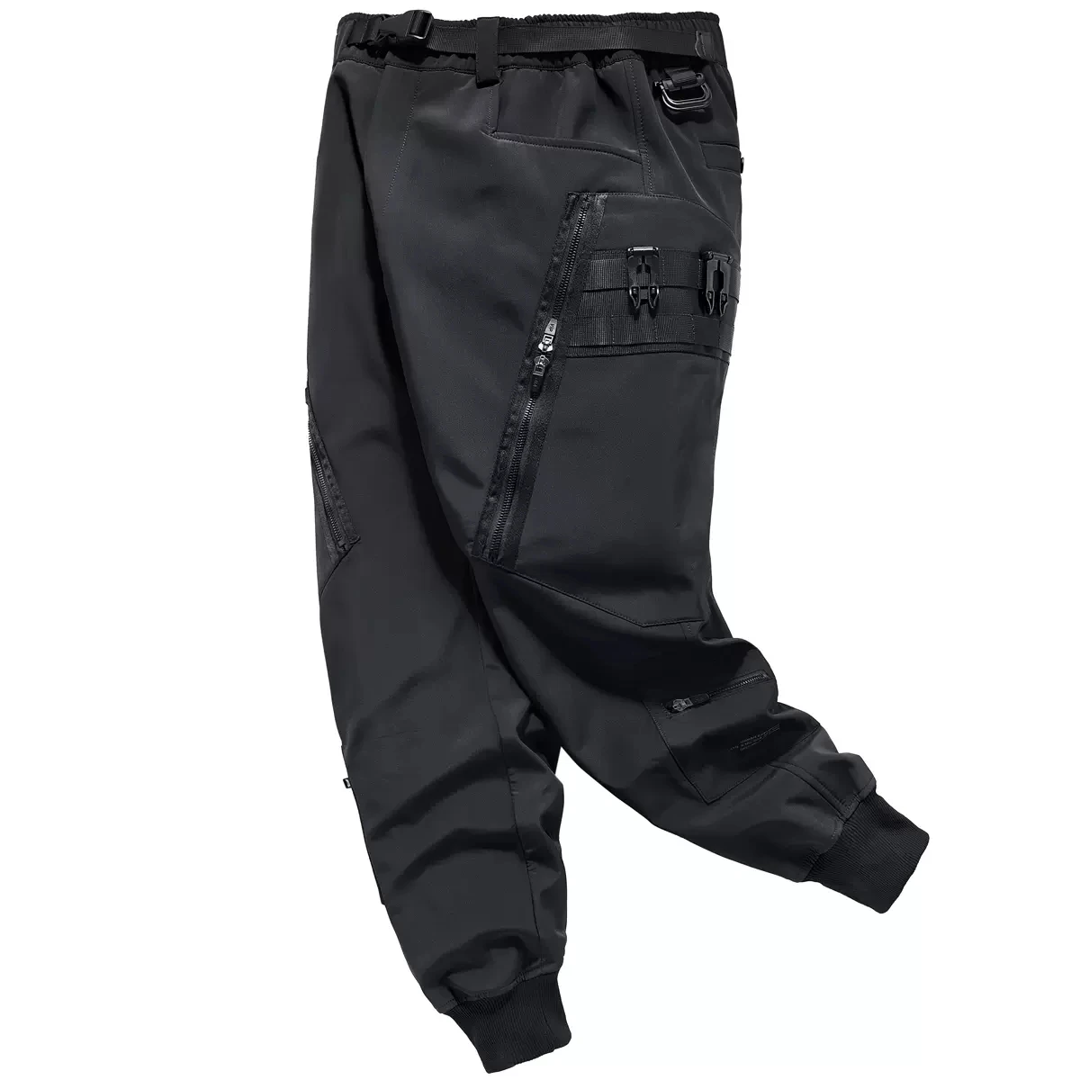 2024 Pantaloni tattici in pile invernale per uomo Pantaloni multitasche funzionali alla moda Pantaloni streetwear Hip Hop Techwear Nero