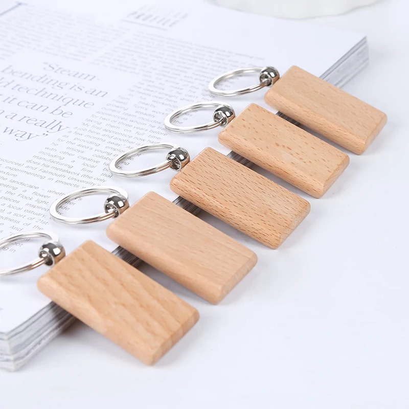 Porte-clés en bois vierge avec anneau, porte-clés en bois non fini, accessoires de bricolage, 20 pièces