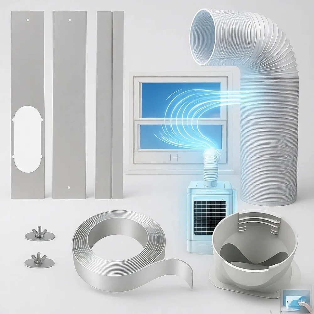Portable AC Window Vent Kit with 5.1 Inch Exhaust Hose for Sliding Horizontal and Vertical Windows Adjustable Seal Panel