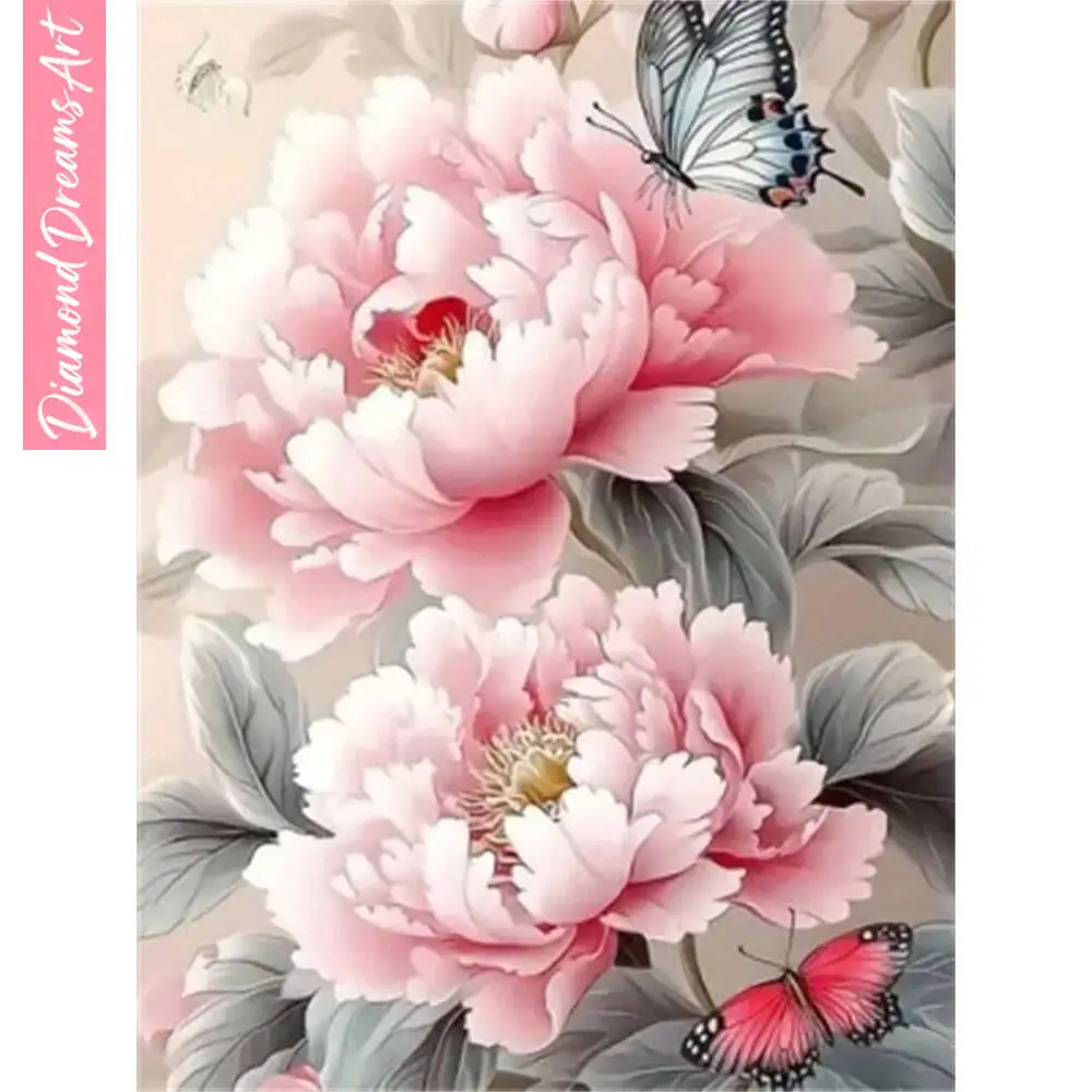 5D Diamant-Malerei Kunst Rosa Rosenblüten Neue Kollektion Mosaik-Bild Diamant-Stickerei Wanddekoration, Rahmenlos