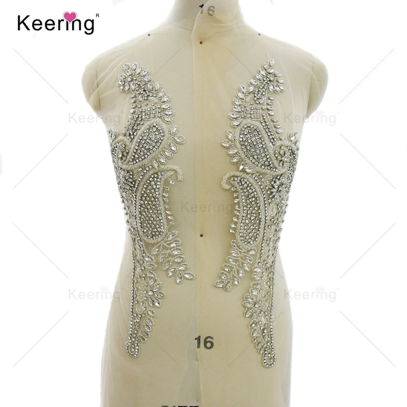 

Keering Silver Crystal Body Bridal Applique, Patch Sewing, Rhinestone, Hot, WDP-421