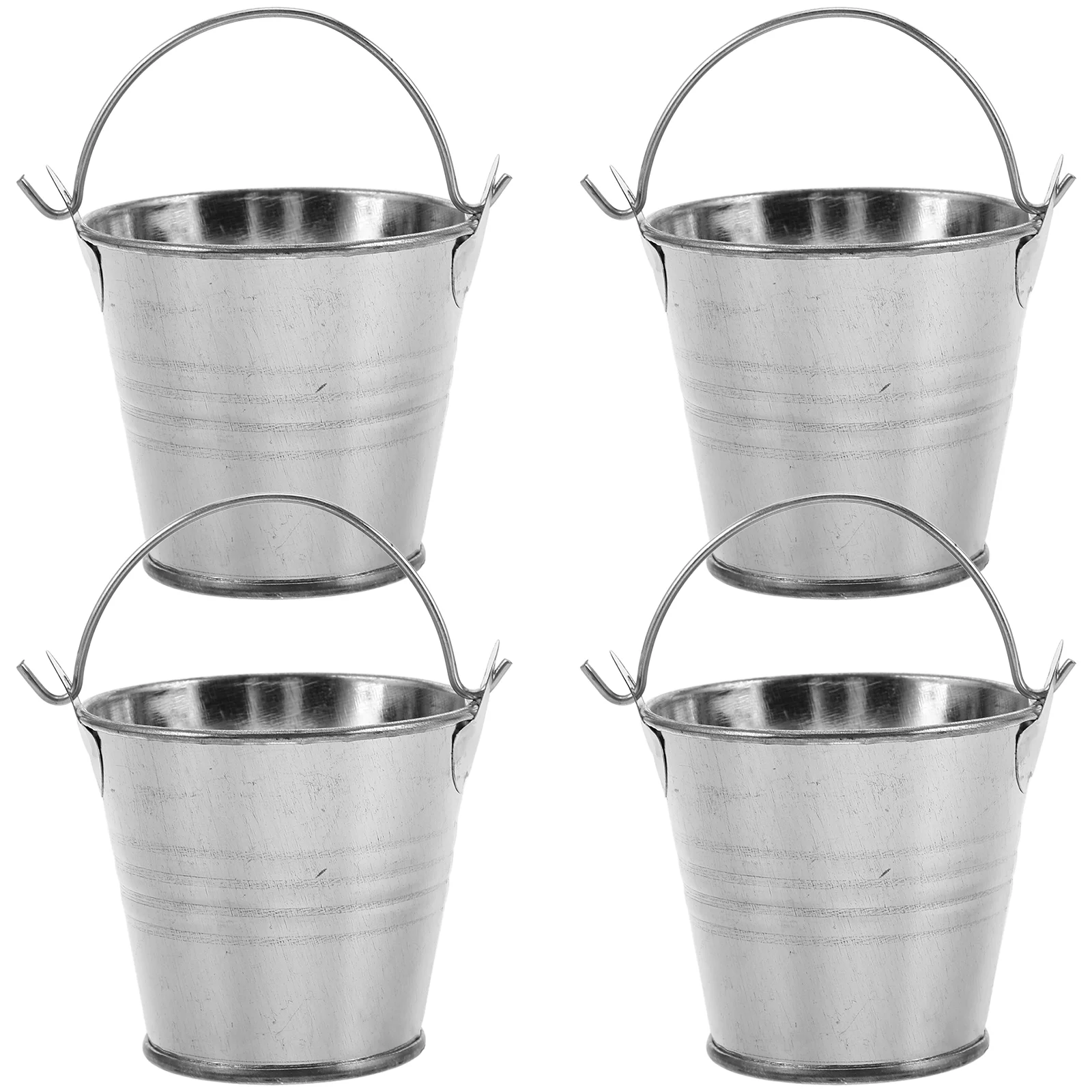 4 Pcs Mini Bucket Flower Pot Outdoor Small Planter White Basket Galvanized Compact Iron for Home Container Portable Child