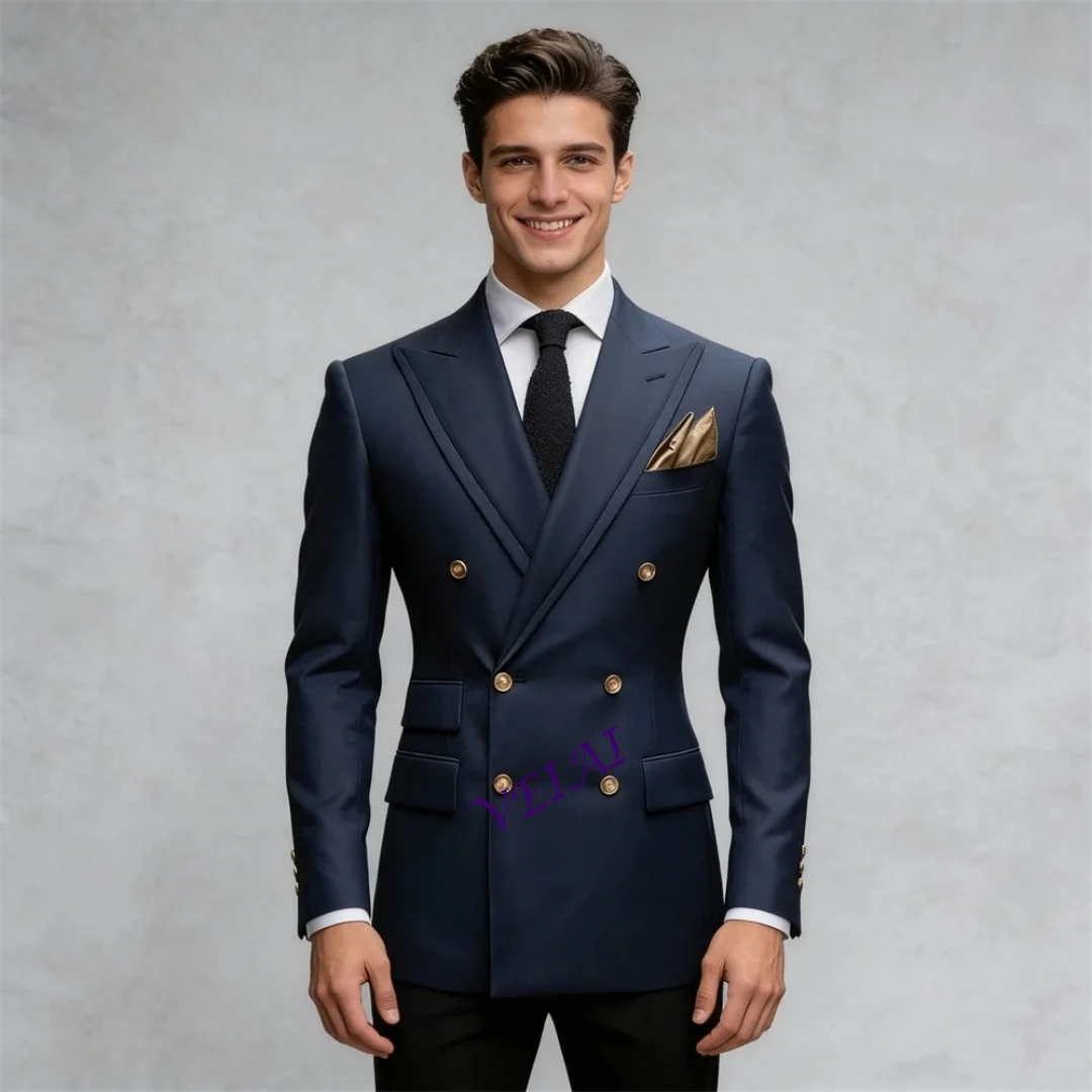 

Мужской двубортный пиджак на заказ XXS-7XL, модный деловой пиджак с индивидуальным пошивом, множество цветов