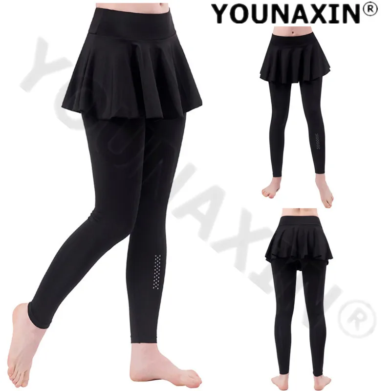 Women Sports Pants High Waist Hip Lifting Yoga Culottes Fake Two-piece Running Trousers Dance Fitness Leggings S M L XL 2XL 3XL
