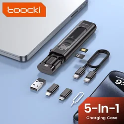 Toocki 5 in 1 Charging Case USB C Adapter Micro Type C Lighting Converter SIM TF Card Storage Case For iPhone Samsung S23 Xiaomi