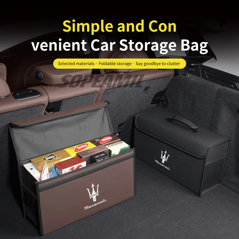 

Maserati Quattroporte Ghibli Levante GranTurismo Grecale Coupe Car Carbon Fiber Trunk Storage Box Foldable Stowing Tidying Bag