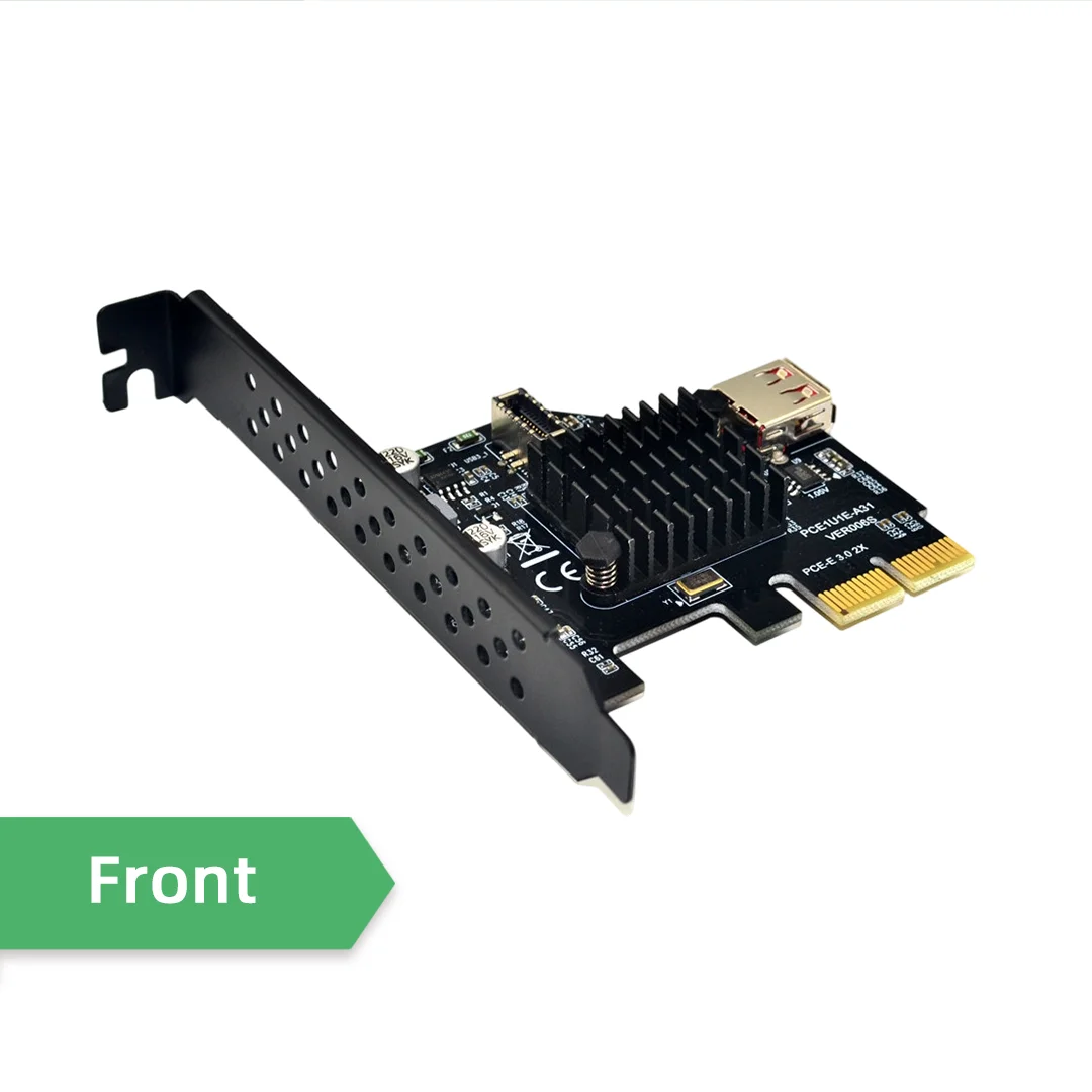 PCIe X2 USB3.2 Gen2 Expansion Card ASMedia ASM3142 Chip 10Gbps Internal Type-E A-KEY 20PIN Front Panel Header USB-C Adapter