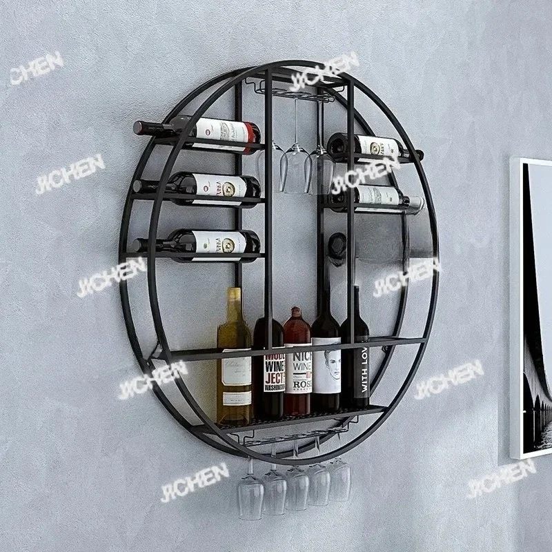 

HS Luxury Bar Wine Display Rack Cabinets Wall Mounted Rack Iron Cabinet Kitchen Hanging Organizer Weinregal Household Products