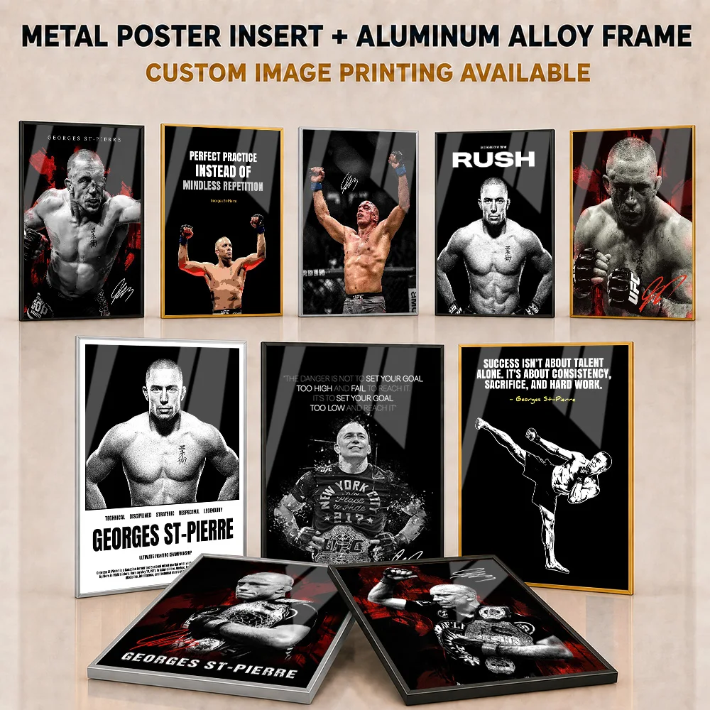 Georges St-Pierre Metal Poster With Aluminum Alloy Frame Personalized Photo Dynamic MMA Style Wall Art For Home Gym Fan Gift