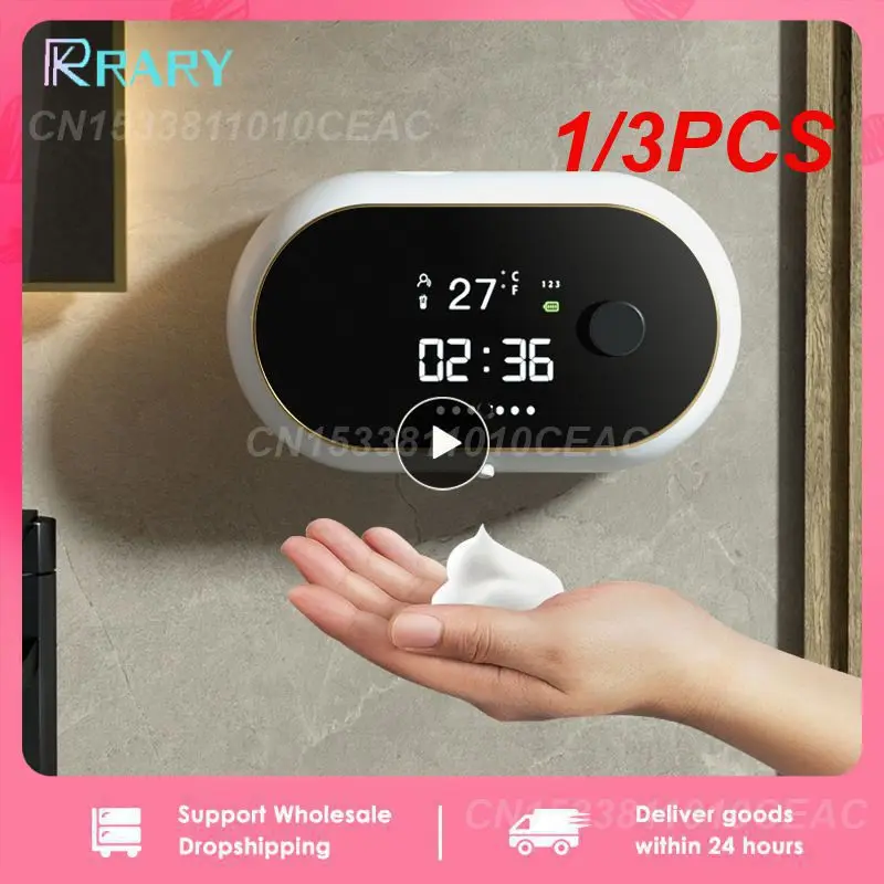 

1/3PCS Automatic Foam Soap Dispenser Touchless Sensor USB Charge Foam Machine Time Temperature Display Wall Mount Hand