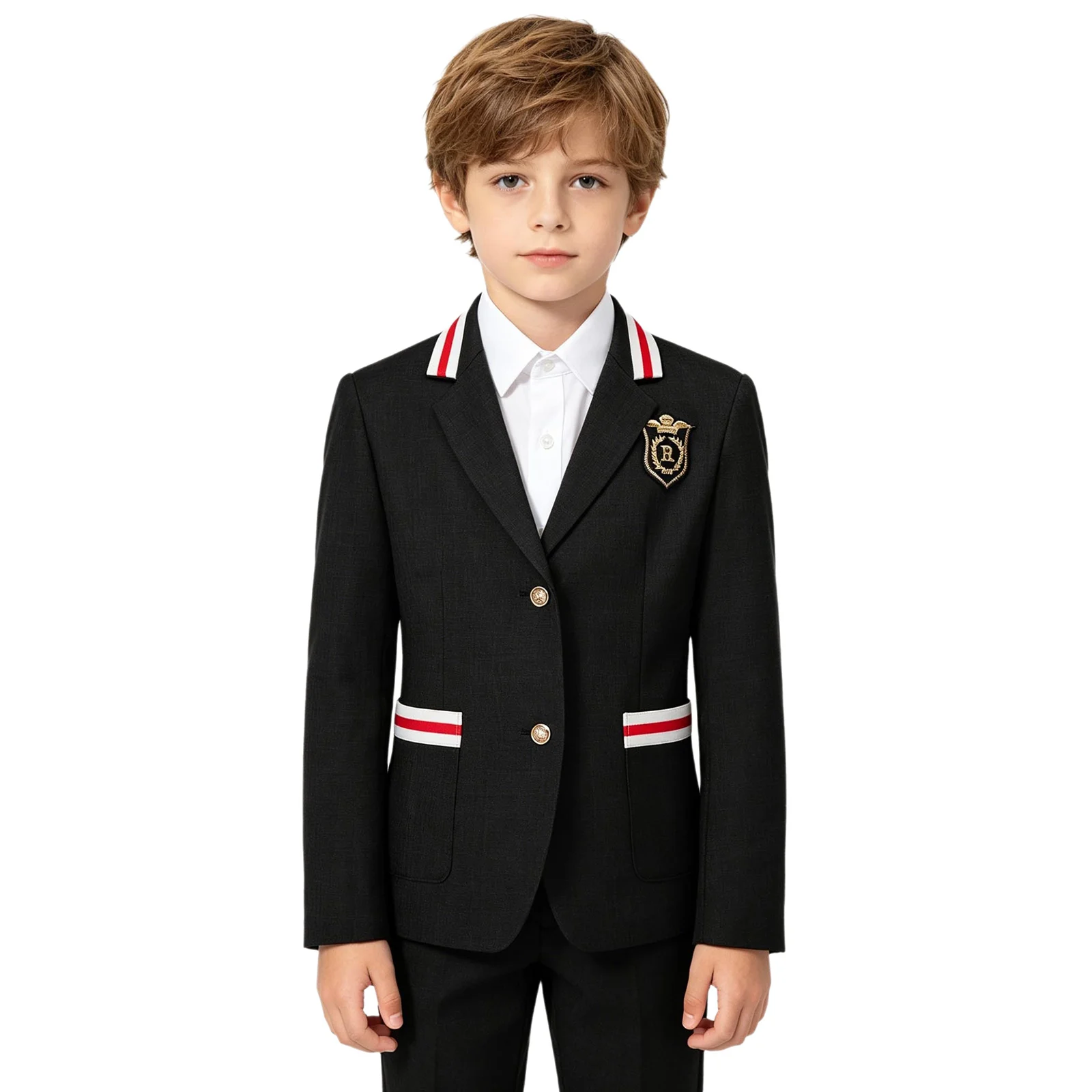 Boys Blazers School Uniform Girls Jacket Kids Formal Striped Lapel Long Sleeve Button Jacket Tuxedo Children Student Clothes