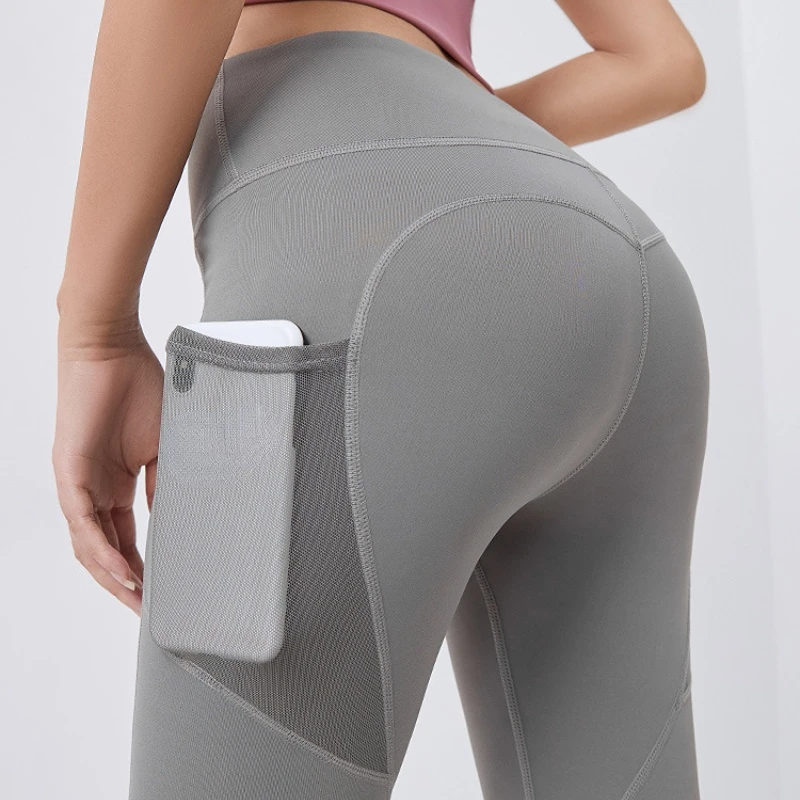 Woman Sexy Open Crotch Yoga Leggings Gym Sport Pocket Hidden Zipper Panties Fitness Hot Pants Tight Crotchless Push Up Panties