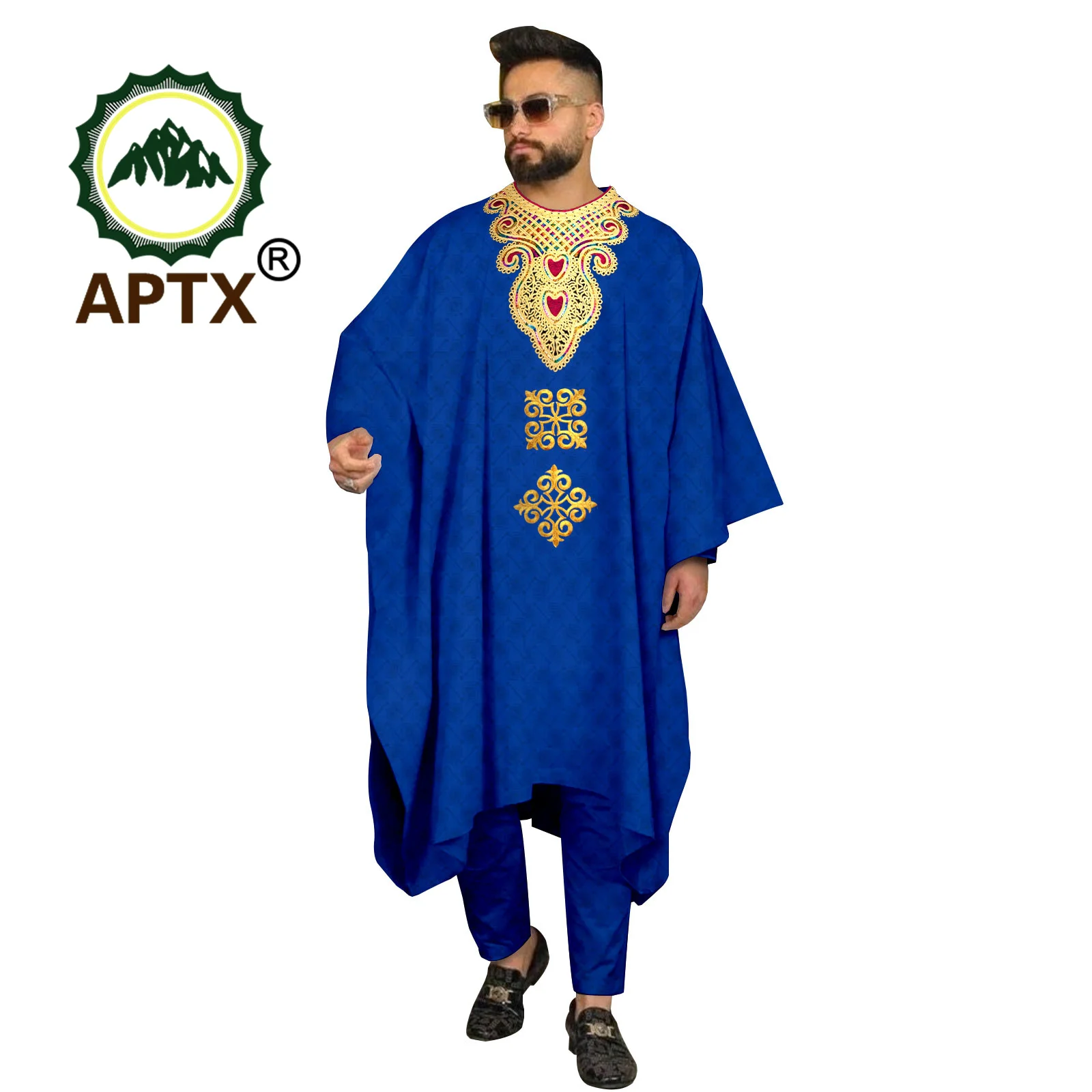 African Men's Robe Embroidered Agbada Abaya Dubai Luxury Coat Shirt Pants 3 Piece Traditional Muslim Wedding Men's Set 2416020