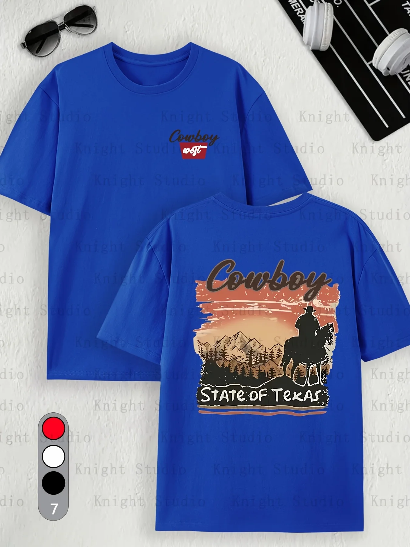 تي شيرت رجالي 100% قطن كاوبوي جرافيك على الوجهين من قماش الدنيم لركوب الخيل وطباعة روح صيفية غير رسمية بأكمام قصيرة