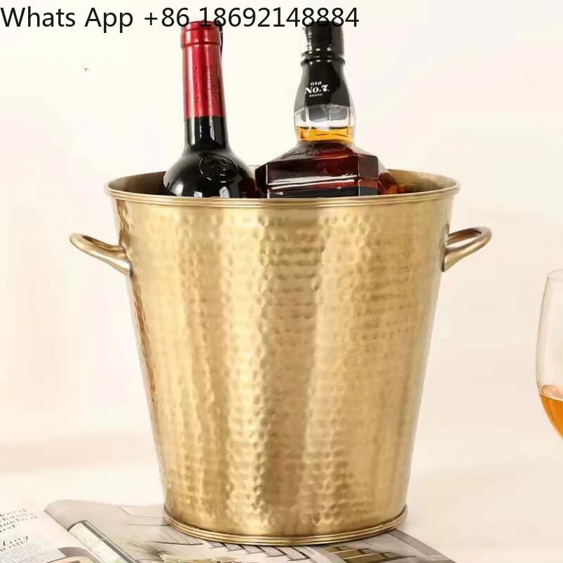 India imported pure brass decorative ice wine bucket handmade flower bucket European and American handicrafts