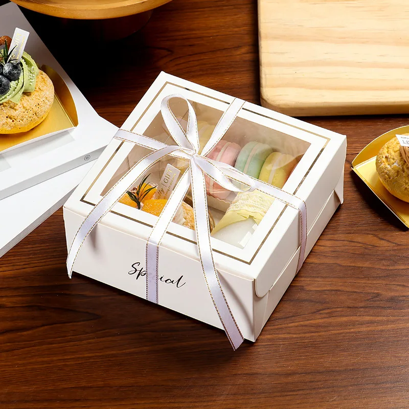 25Pack Sturdy White Cardboard Cake Boxes 16 x 16 x 7.5 with Window