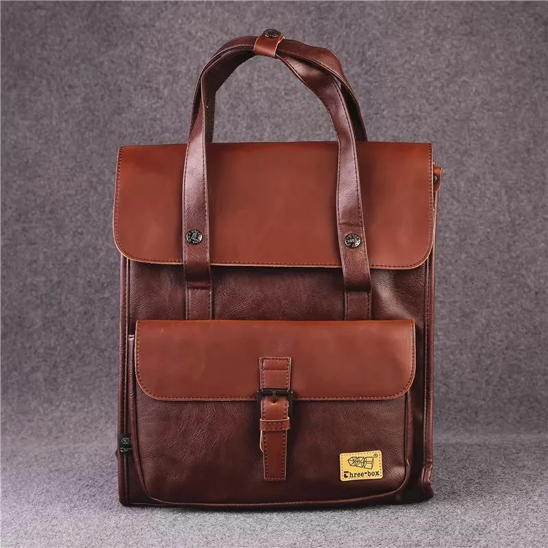100% Crazy Horse Leather Man Laptop Bags Fashion Men Backpacks Retro Travel Bag Male School Bags