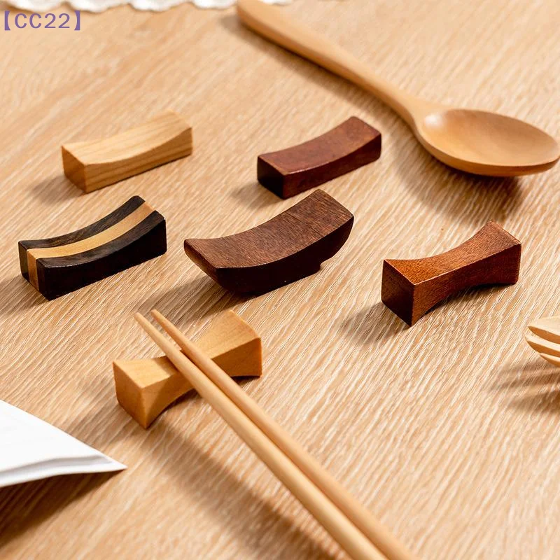 【CC22】Multi-style Creative Wooden Japanese Chopsticks Holder Spoon Fork Knife Stand Tableware Chopstick Rest Table Decor {C}