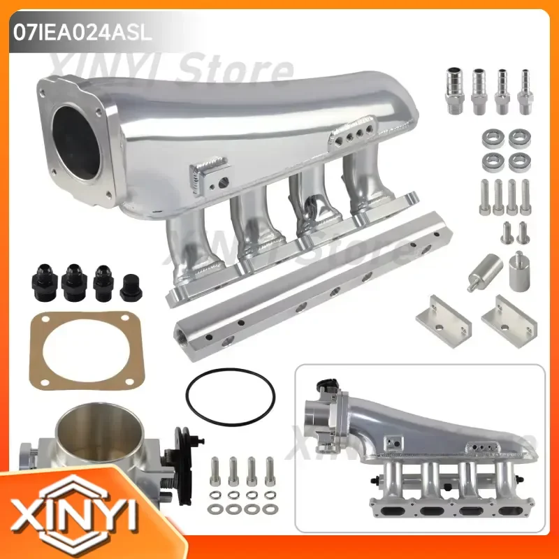Aluminum Intake Manifold Kit 80mm Throttle Body Fuel Rail for VW GTI MK4 TT 1.8T 20V Engine Turbocharged Black Silver