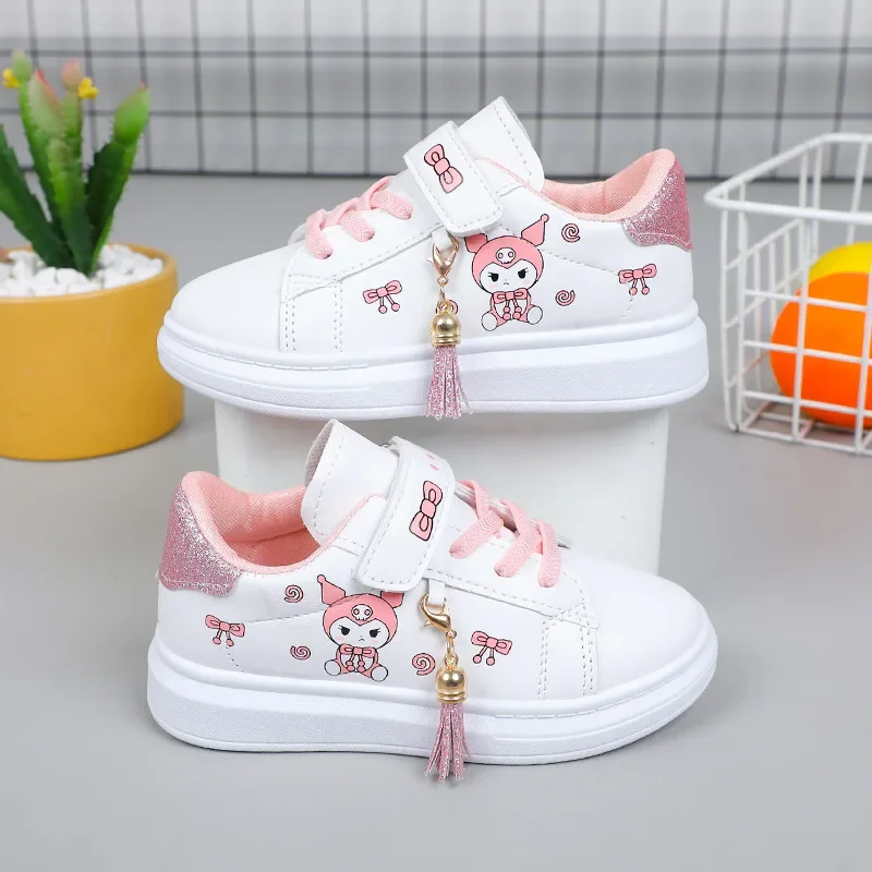 

Kuromi Anime Kawaii Soft Soled Board Shoes Cute Sanrio Ins Cartoon Students Leather Running Sneakers Fashion Gifts for Kids