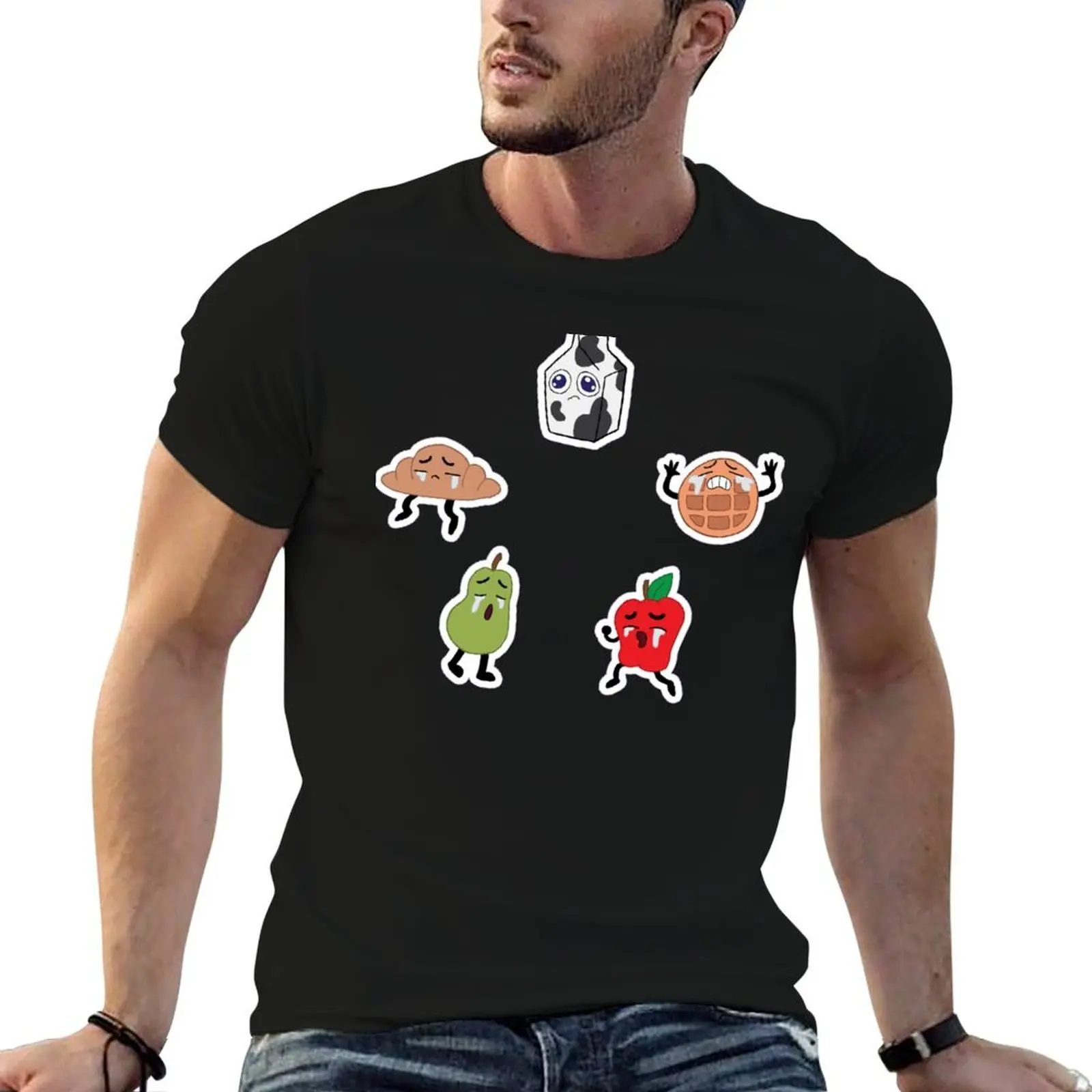 Crying Breakfast Friends T-Shirt anime shirt oversizeds Men's cotton t-shirt