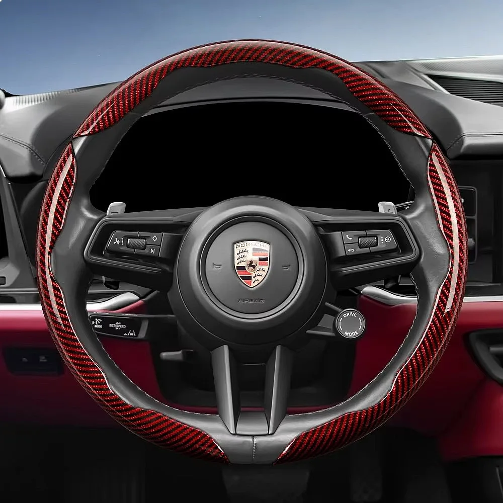 Suitable for Porsche Carbon Fiber Texture Steering Wheel Cover with Segmented Quick-Release Design, Durable