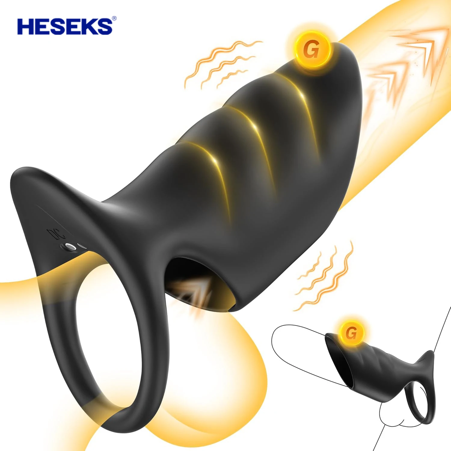 HESEKS خاتم الديك هزاز القضيب توسيع تأخير القذف 10 تردد الاهتزاز محفز الكبار زوجين الجنس لعب للرجال