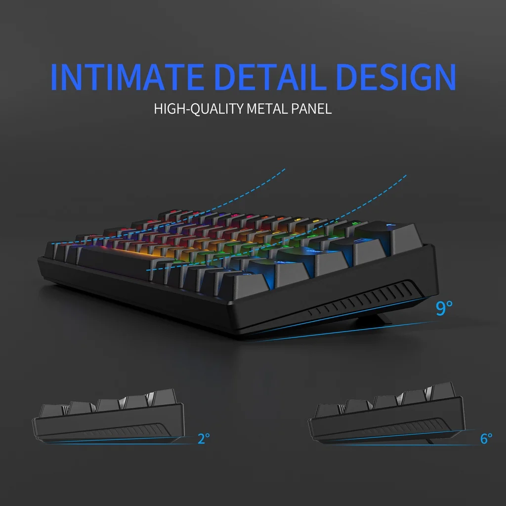 ZIFRIEND 63 Keys Mechanical Keyboard Wired Type-C Hot Swap 60% RGB Backlit PC Gaming Computer For Gamer Mini Keyboards Keycaps