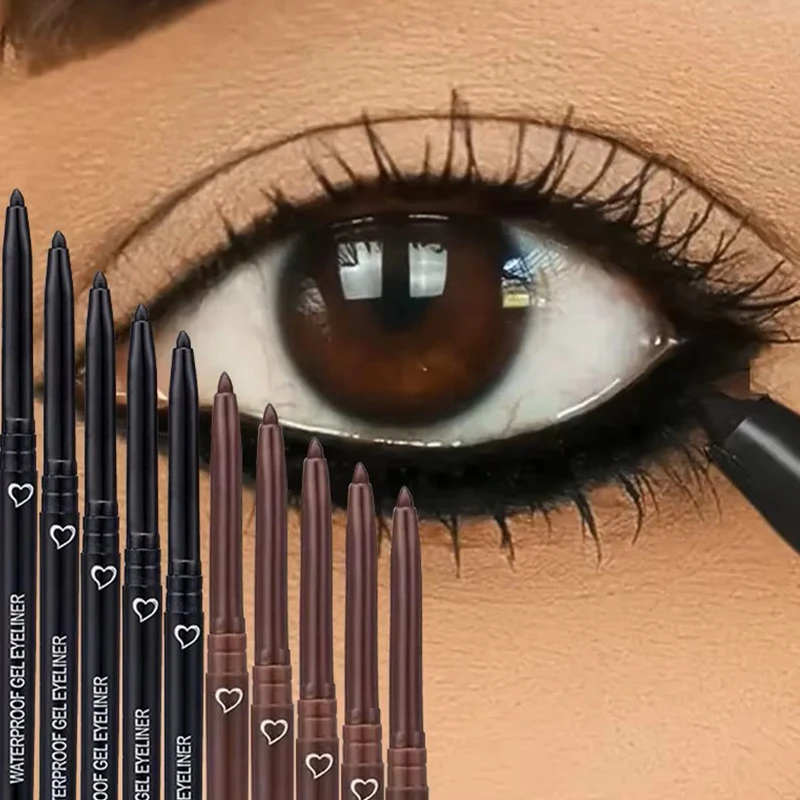 10 Stück schwarze und braune ultrafeine, geschmeidige Eyeliner-Gelstifte, die nicht leicht verblassen, ultrafeine Stiftspitze, geeignet für Anfänger_voghion.com