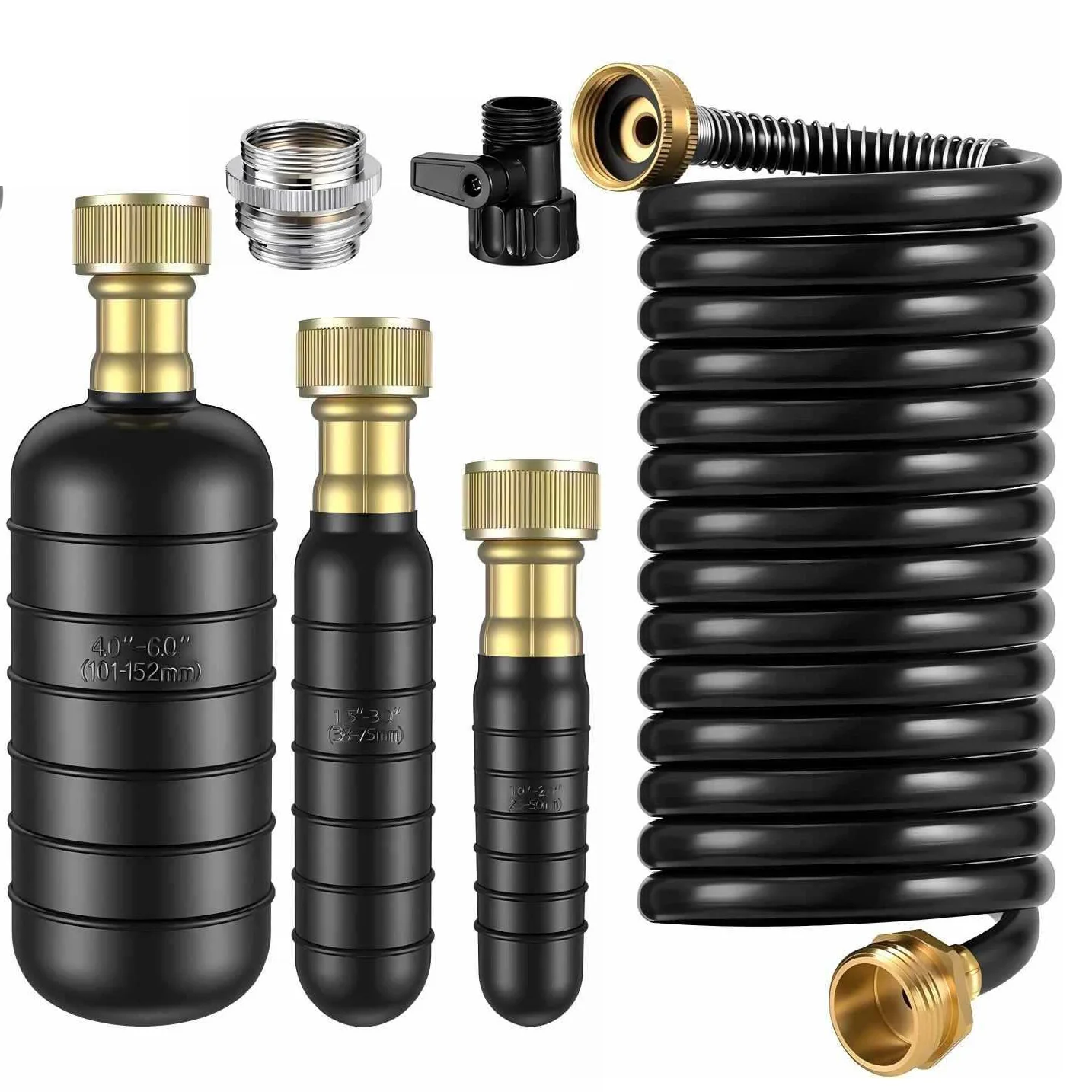 Kit de vejiga de limpieza de drenaje, tubos de 1-6 pulgadas, herramientas de goma de alta presión para desbloqueo de fregadero, ducha, cocina o desagües de piscina, 3 uds.