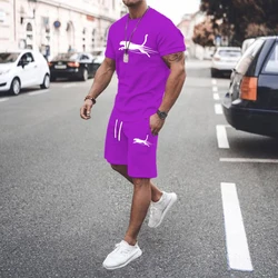 Men's  Tracksuit 2 Piece Set 3D Printed Summer Jogger Sportswear Short Sleeve T Shirt+Short Pants Casual Street Clothes