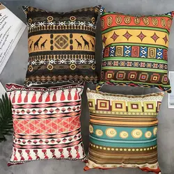 African Ethnic Style Linen Cushion Cover for Car Living Room Sofa Bedroom Home Decor, 40x40 45x45 50x50 60x60 Pillowcase