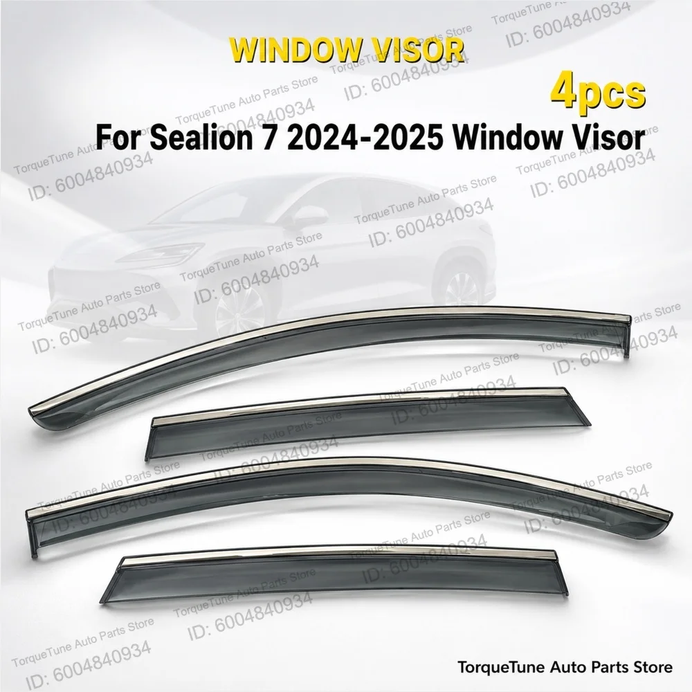 Tape-On Sun Premium Direct Fit Window Visor Wind Deflector Rain Guards Exterior Accessories For Sealion 7 2024-2025