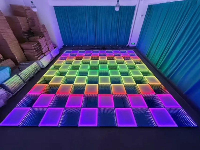 20 pieces Wireless magnetic mirror infinity led 3D illusions dj dance floor for events
