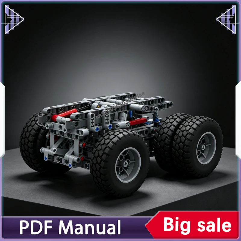 MOC Building Blocks Heavy Load Dual Axle Wheel Component Model Truck Chassis Mechanical Build DIY Assembly Brick Collection