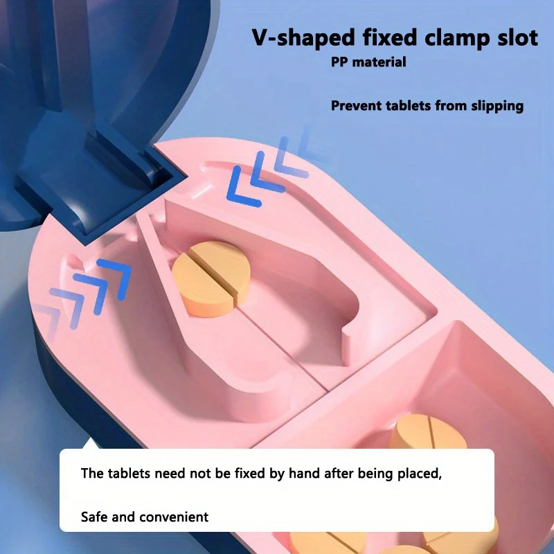 1pc Pill Cutter, For Cutting Small Or Large Pills In Half, Cuts Pills, Vitamins, Tablets, Stainless Steel Blade, Travel Sized