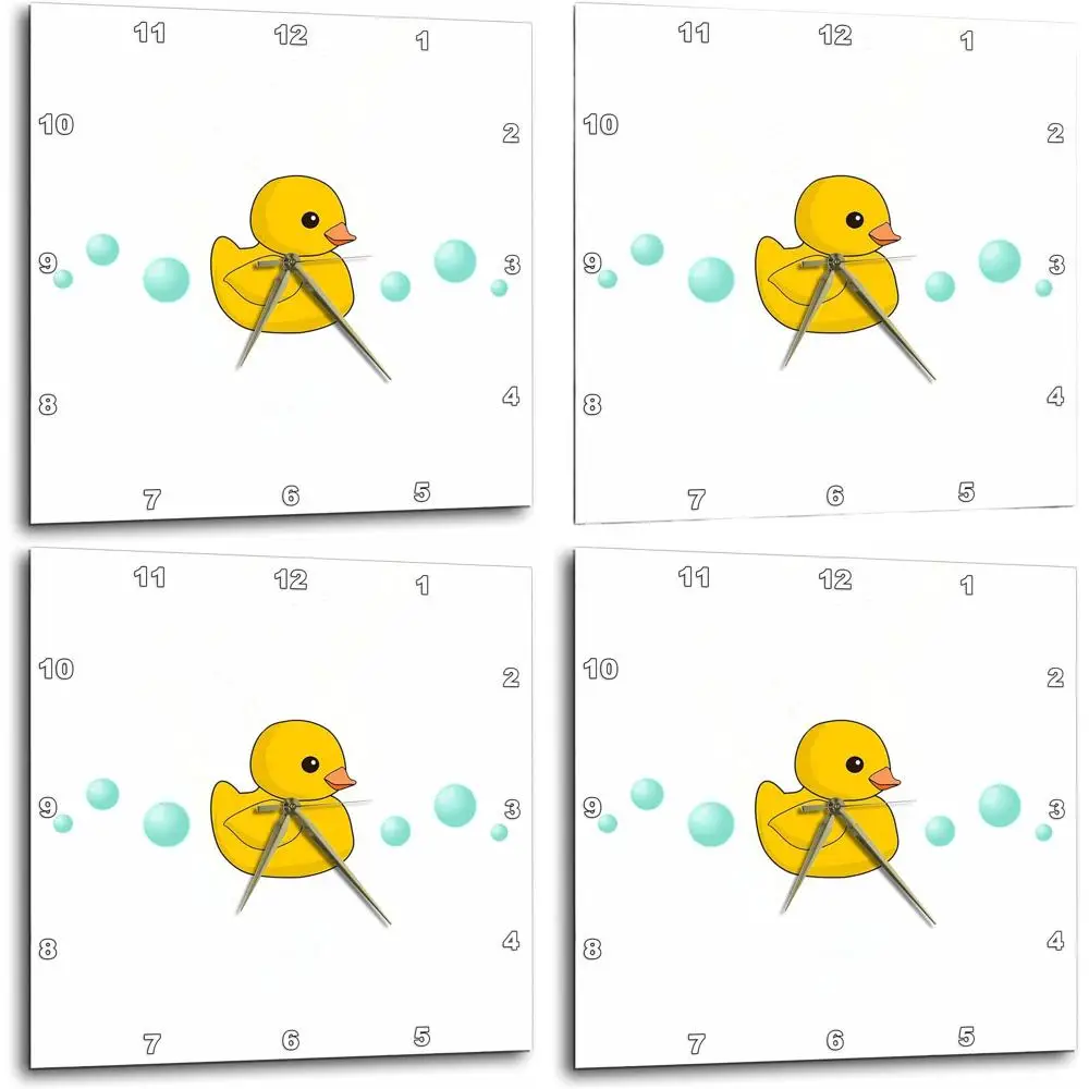

Очаровательные 15-летние настенные часы Kawaii Duck с пузырьками и белым фоном