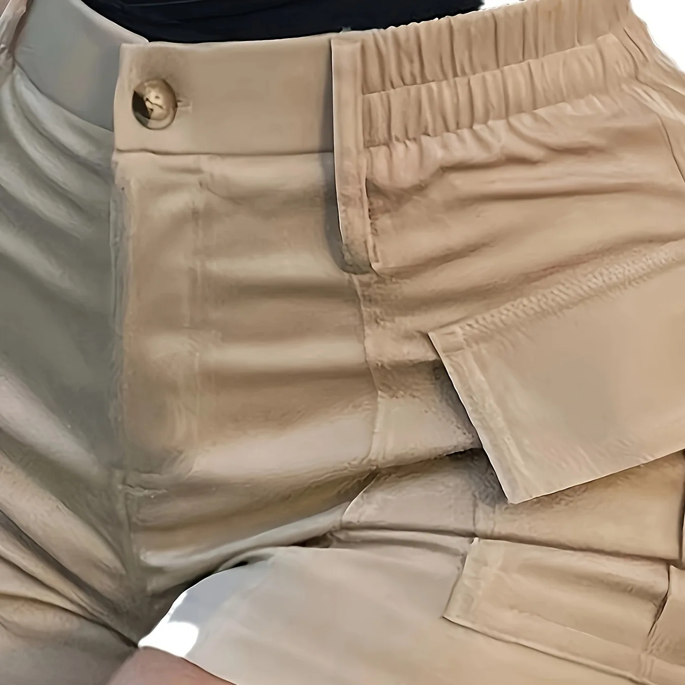 المرأة عالية الخصر قصيرة الصيف بلون أزياء مريحة مزاجه الشارع نمط الملابس زر الربط جيب عموما