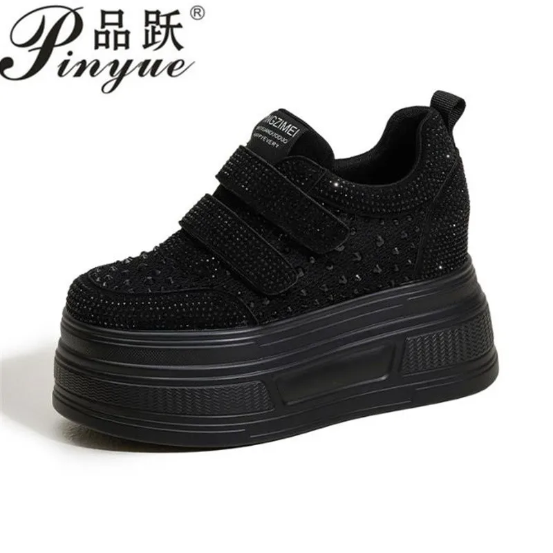 

Женские кроссовки из синтетической кожи с воздушной сеткой 10,5 см, удобные летние блестящие ботильоны на танкетке Fsahion, обувь 34-39