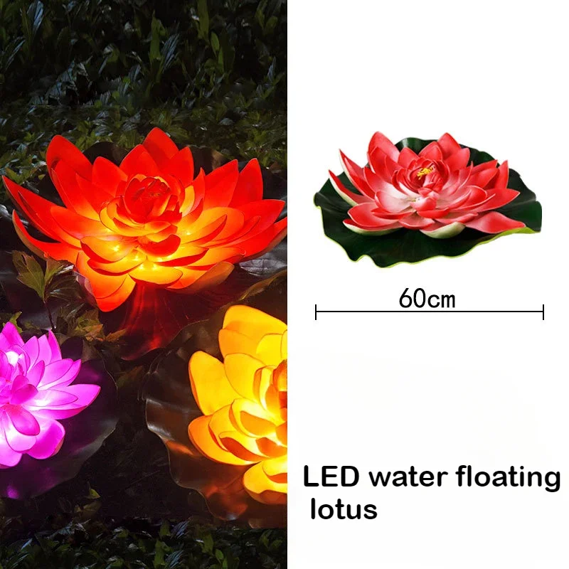 Lámpara Led flotante de loto, simulación de hoja de loto, lámpara de loto EVA, luz decorativa de paisaje para lago al aire libre