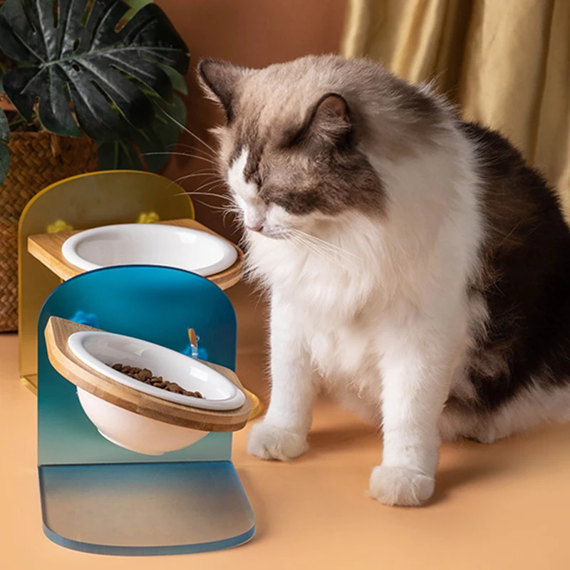 Detachable pet cat and dog bowl protects cervical vertebrae against upset height adjustable pet ceramic bowl cat food bowl