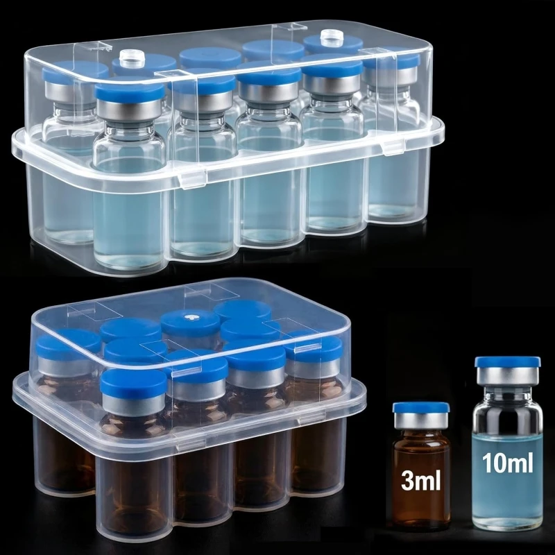3ml 10ml Peptide Case for Fridge, Insulin Vials Cooler Travel Holder Clear PP Storage Box Refrigerator Insulin Vial Organizer