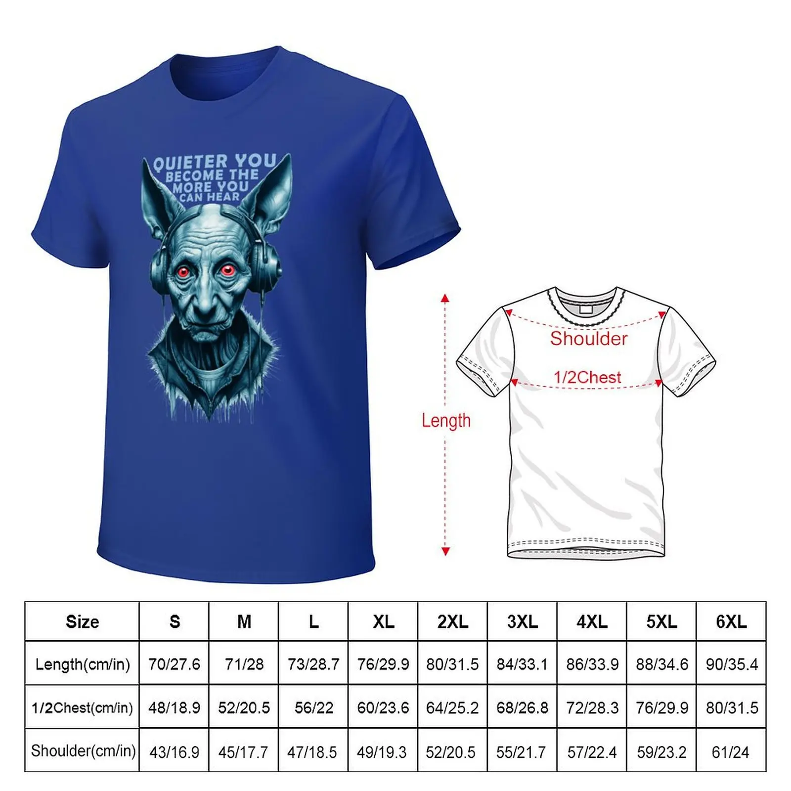 Listen to the Silence - Mystical Creature Typography Design T-shirt sports fans boys whites Men's clothing